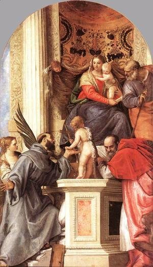 Paolo Veronese (Caliari) - Madonna Enthroned with Saints c. 1562