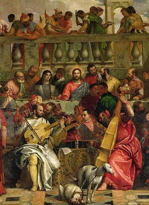 The Marriage Feast at Cana, detail of Christ and musicians, c.1562