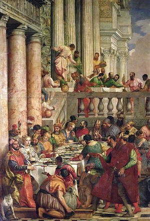 The Marriage Feast at Cana, detail of the left hand side, c.1562