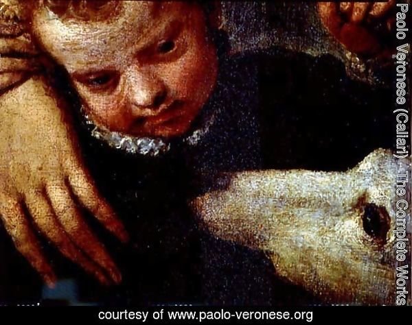 Portrait of a Woman with a Child and a Dog, detail of the heads of the child and the dog