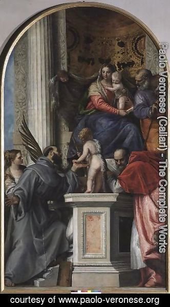 Paolo Veronese (Caliari) - Madonna and Child Enthroned, St. John the Baptist as a Boy, St. Joseph, St. Jerome, St. Justinia and St. Francis