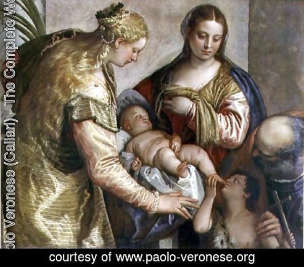 Paolo Veronese (Caliari) - The Holy Family with St. Barbara, c.1550