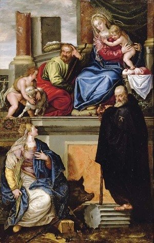Paolo Veronese (Caliari) - The Holy Family with the Infant Saint John the Baptist, Saint Anthony Abbot and Saint Catherine