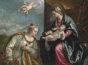 Paolo Veronese (Caliari) - Allegory of the City of Venice adoring the Madonna and Child