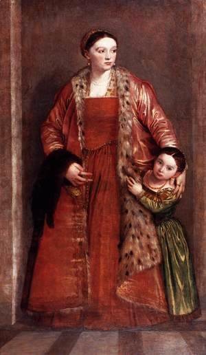 Paolo Veronese (Caliari) - Portrait of Countess Livia da Porto Thiene and her Daughter, Portia, c.1551