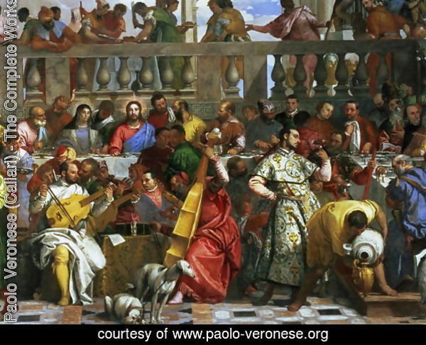 The Marriage Feast at Cana, detail of musicians and dogs, c.1562