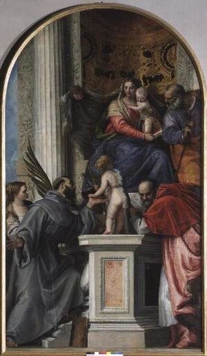 Madonna and Child Enthroned, St. John the Baptist as a Boy, St. Joseph, St. Jerome, St. Justinia and St. Francis
