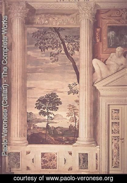 Landscape, detail of the frescoes in the Olympic Room, 1560-62