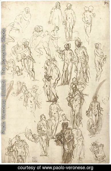 Paolo Veronese (Caliari) - Studies of Mercury, Venus, Cupid and Saturn and other figures