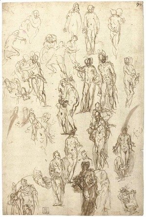 Paolo Veronese (Caliari) - Studies of Mercury, Venus, Cupid and Saturn and other figures